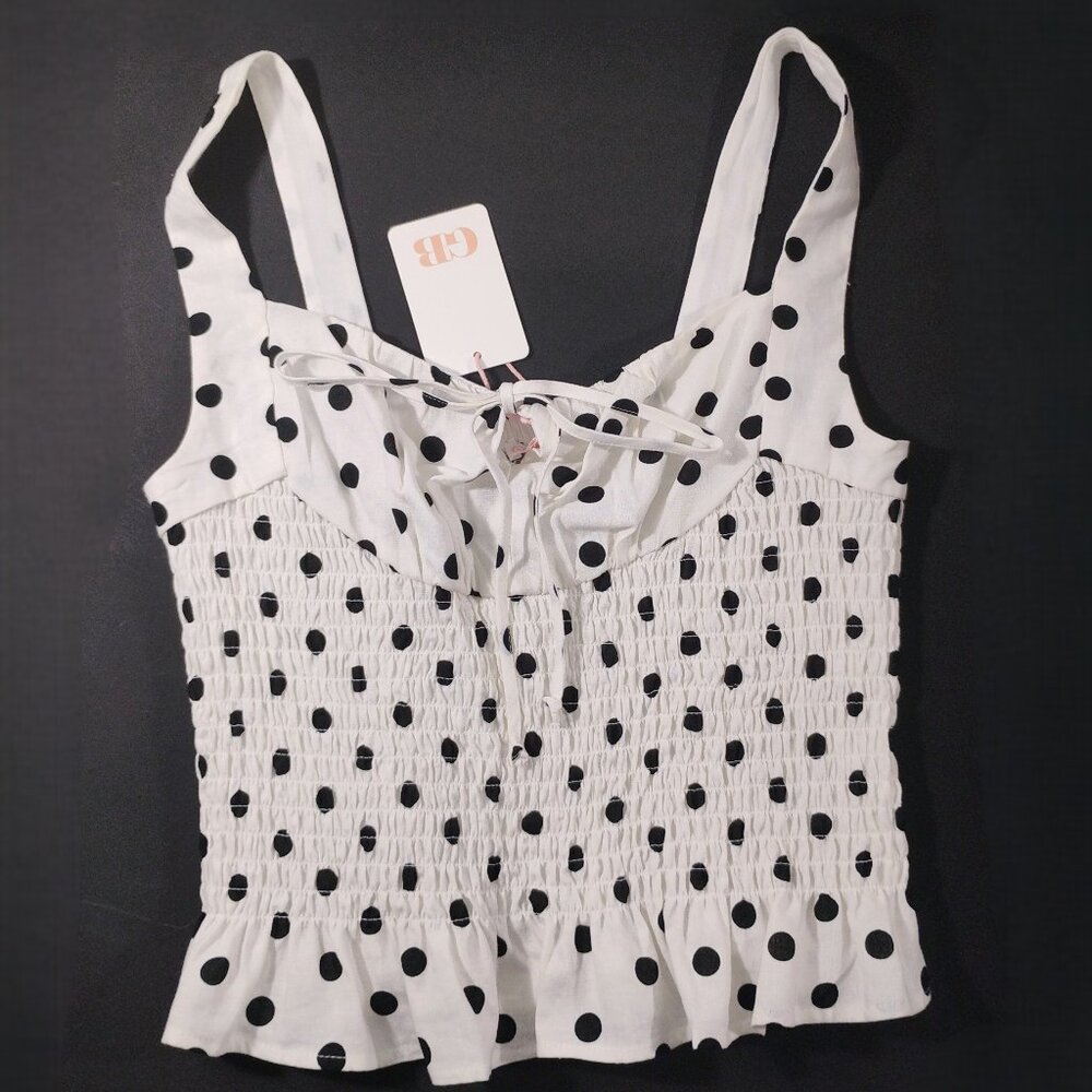 GB Polka Dot Linen Blend Crop Top – Size L – NWT